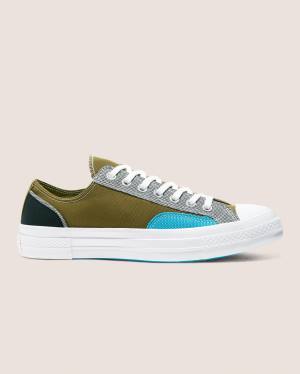 Converse Chuck 70 Patchwork Low Tops Shoes Olive Blue | CV-541FIK