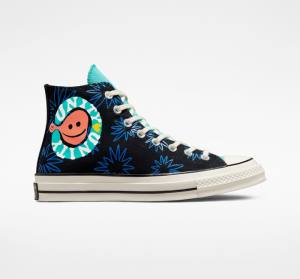 Converse Chuck 70 Sunny Floral High Tops Shoes Black / Turquoise / Royal | CV-206TFR