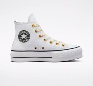 Converse Chuck Taylor All Star Lift Platform Splatter High Tops Shoes White / White | CV-648YWZ