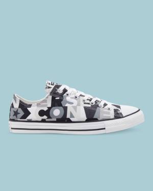 Converse Chuck Taylor All Star Logo Print Low Tops Shoes Black | CV-297EGQ