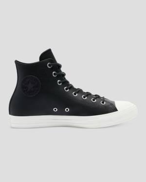 Converse Chuck Taylor All Star Seasonal Leather High Tops Shoes Black | CV-924ZVJ