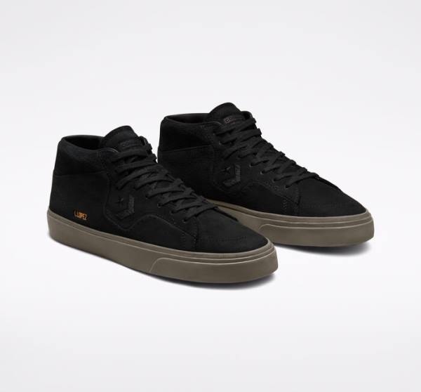 Converse CONS Louie Lopez Pro Nubuck Leather Skate Shoes Black / Light Brown | CV-243GDV