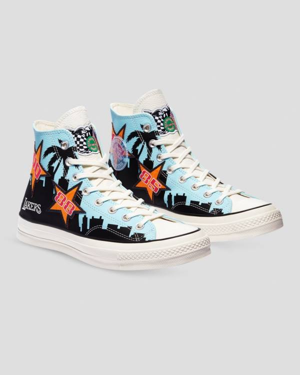 Converse Chinatown Market Chuck 70 Specialty High Tops Shoes Black Blue | CV-703JIL