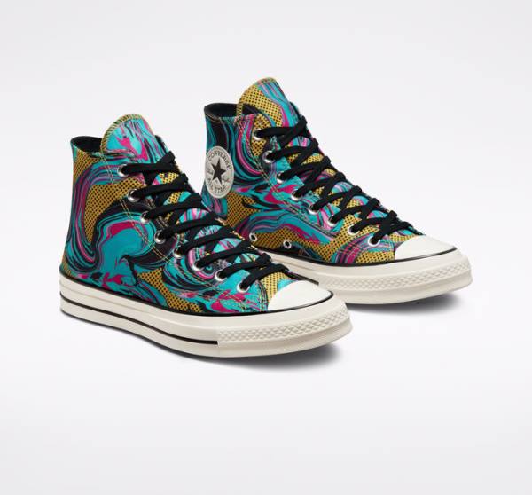 Converse Chuck 70 '90s Marbled High Tops Shoes Turquoise | CV-238GTB