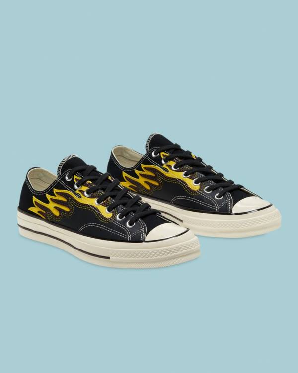 Converse Chuck 70 Archive Flame Overlay Low Tops Shoes Black | CV-250VHI