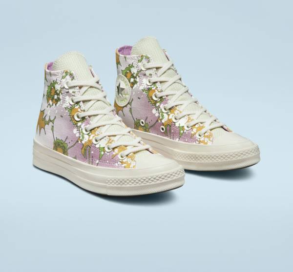 Converse Chuck 70 Crafted Florals High Tops Shoes Pink / Olive | CV-317UEZ