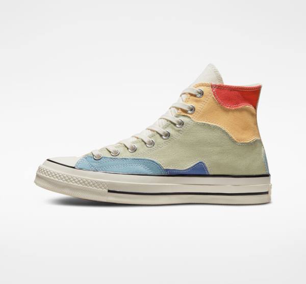 Converse Chuck 70 Crafted Patchwork High Tops Shoes Olive / Blue | CV-098IZF