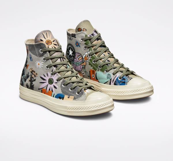 Converse Chuck 70 Floral High Tops Shoes Olive / Multicolor | CV-081RWD