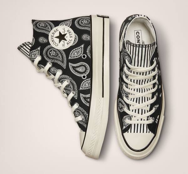 Converse Chuck 70 Paisley High Tops Shoes Black | CV-985PWK