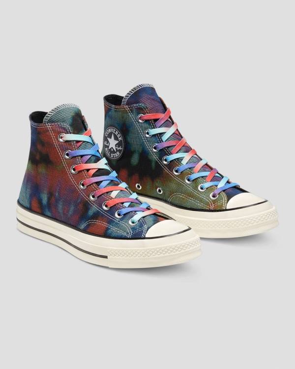 Converse Chuck 70 Plaid Tie Dye High Tops Shoes Black | CV-149OXB