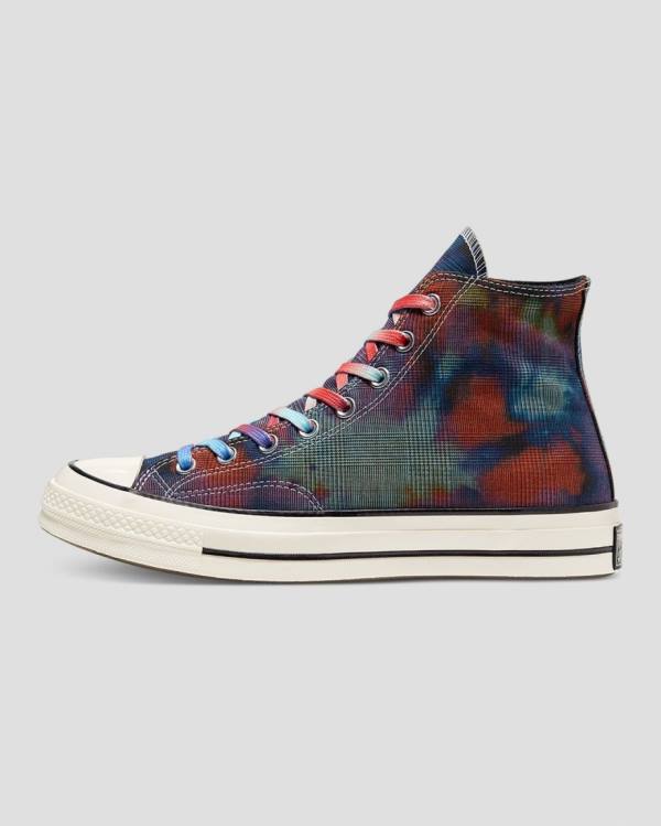 Converse Chuck 70 Plaid Tie Dye High Tops Shoes Black | CV-149OXB