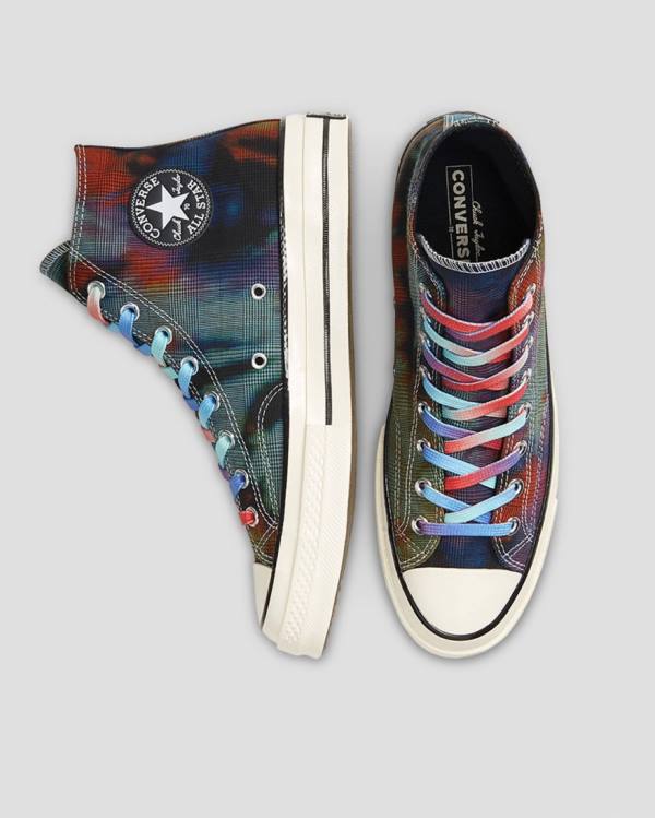 Converse Chuck 70 Plaid Tie Dye High Tops Shoes Black | CV-895ESM