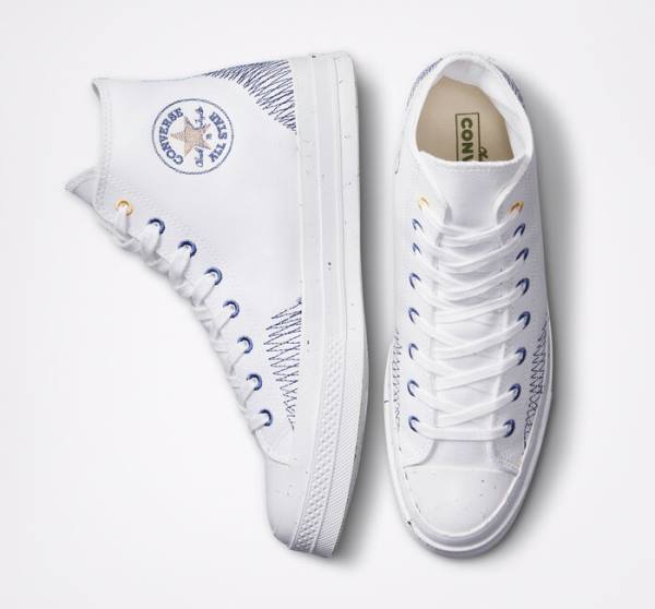 Converse Chuck 70 Stitched High Tops Shoes White / Indigo | CV-315CJQ