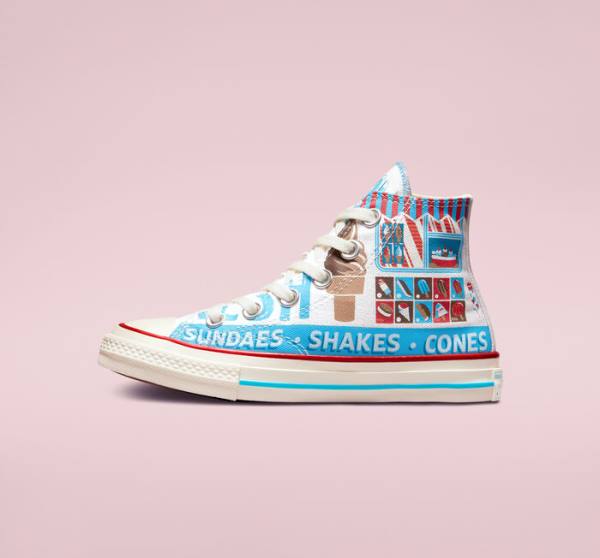 Converse Chuck 70 Sweet Scoops High Tops Shoes White / Blue / Red | CV-498HVP