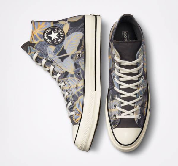 Converse Chuck 70 Tropical Leaf High Tops Shoes Black | CV-038PGY