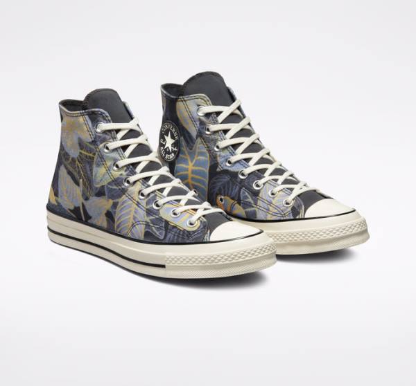 Converse Chuck 70 Tropical Leaf High Tops Shoes Black | CV-038PGY