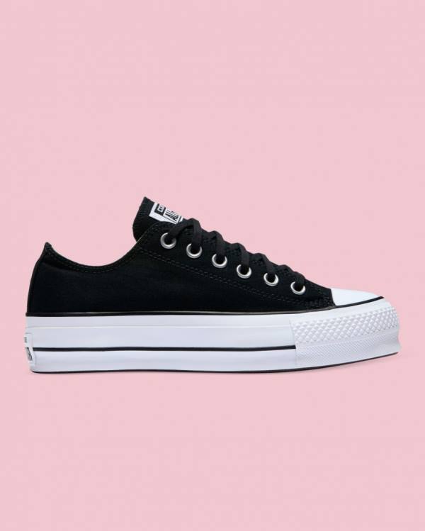 Converse Chuck Taylor All Star Canvas Lift Low Tops Shoes Black | CV-814QKL