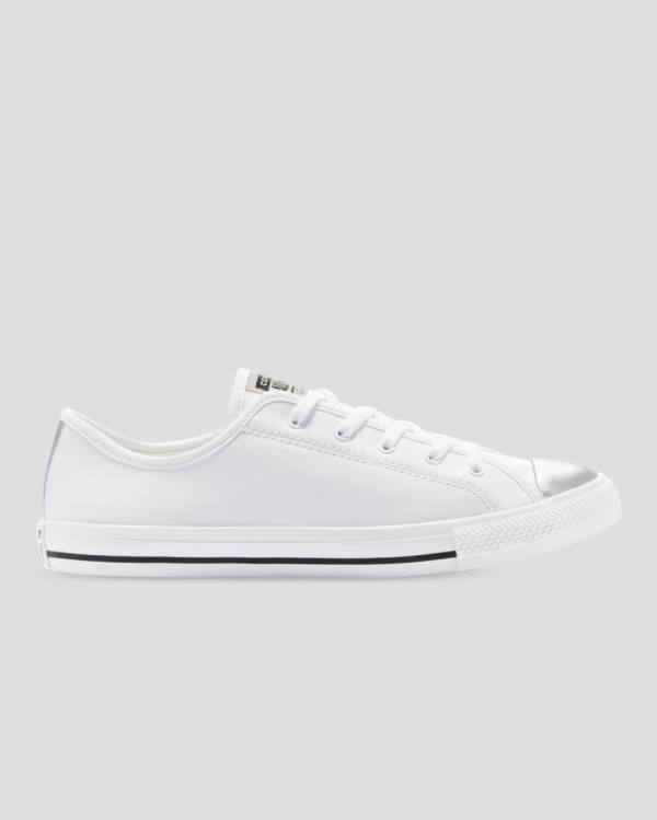 Converse Chuck Taylor All Star Dainty Mono Metallic Low Tops Shoes White | CV-578TJW