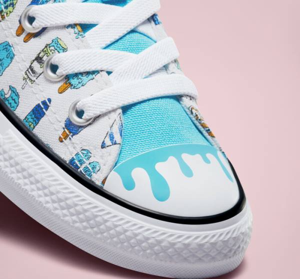 Converse Chuck Taylor All Star Easy-On Frozen Treats High Tops Shoes White / Blue / Light Green | CV-027XDJ