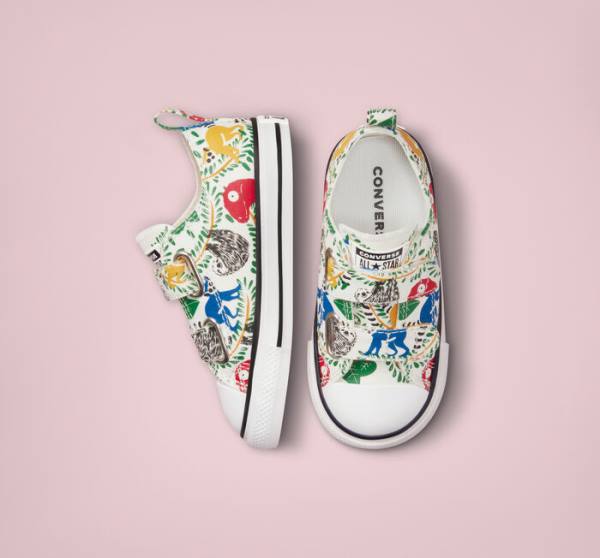 Converse Chuck Taylor All Star Easy-On Multicolored Animals Low Tops Shoes White / Multicolor / Black | CV-086LFR