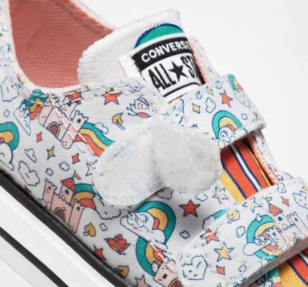 Converse Chuck Taylor All Star Easy-On Rainbow Castles Low Tops Shoes White / Pink / Turquoise | CV-230BGP