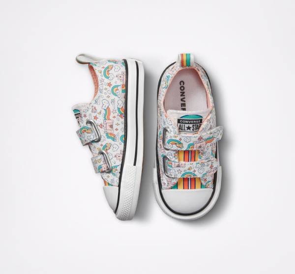 Converse Chuck Taylor All Star Easy-On Rainbow Castles Low Tops Shoes White / Pink / Turquoise | CV-230BGP