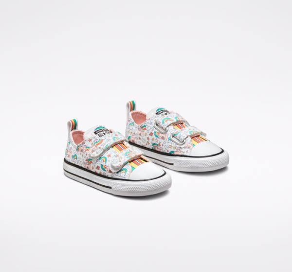 Converse Chuck Taylor All Star Easy-On Rainbow Castles Low Tops Shoes White / Pink / Turquoise | CV-230BGP