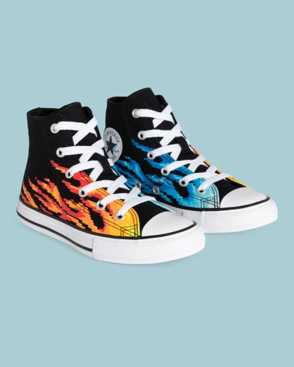 Converse Chuck Taylor All Star Flame Print High Tops Shoes Black | CV-041AOY