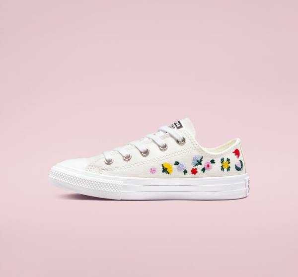 Converse Chuck Taylor All Star Floral Embroidery Low Tops Shoes White / White | CV-807RJH