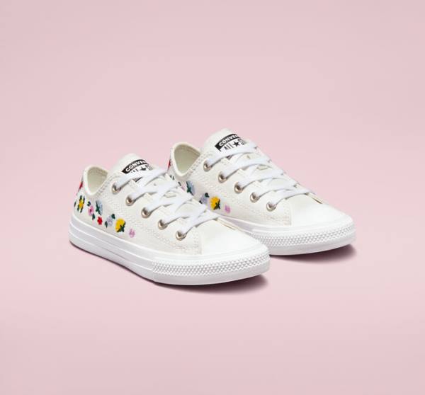 Converse Chuck Taylor All Star Floral Embroidery Low Tops Shoes White / White | CV-807RJH