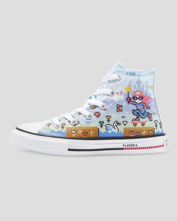 Converse Chuck Taylor All Star Girls Gamer High Tops Shoes Blue Pink White | CV-967BPA