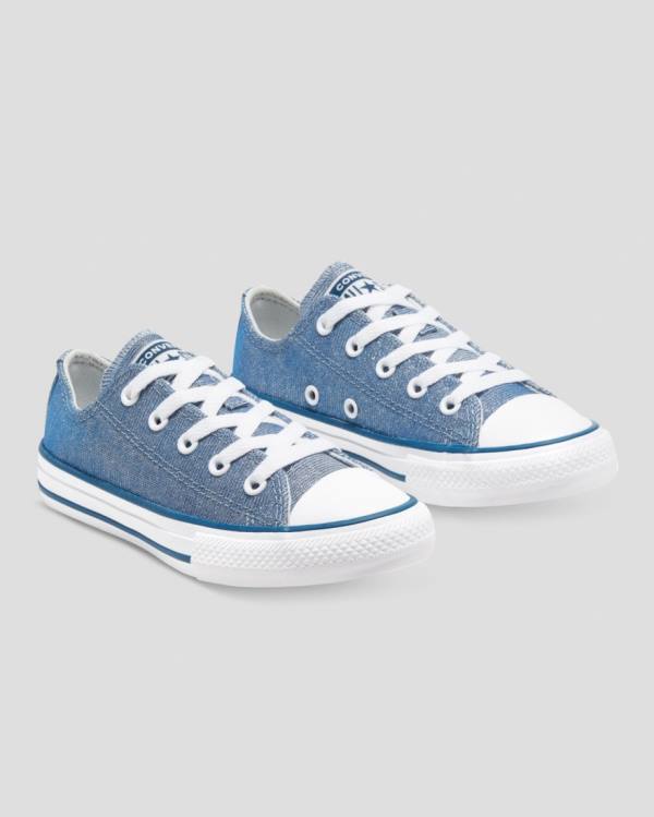 Converse Chuck Taylor All Star Glitter Textile Low Tops Shoes Blue | CV-795VXM