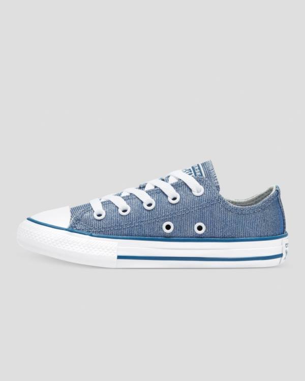 Converse Chuck Taylor All Star Glitter Textile Low Tops Shoes Blue | CV-795VXM