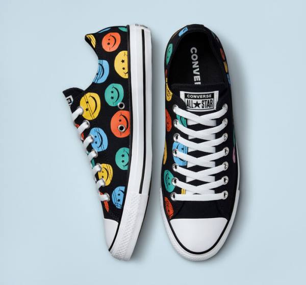 Converse Chuck Taylor All Star Happy Faces Low Tops Shoes Black | CV-675XLS