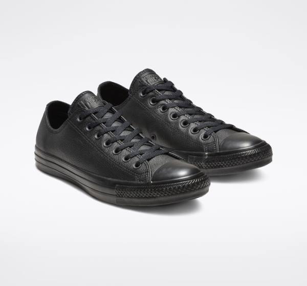 Converse Chuck Taylor All Star Leather Low Tops Shoes Black | CV-604JXO