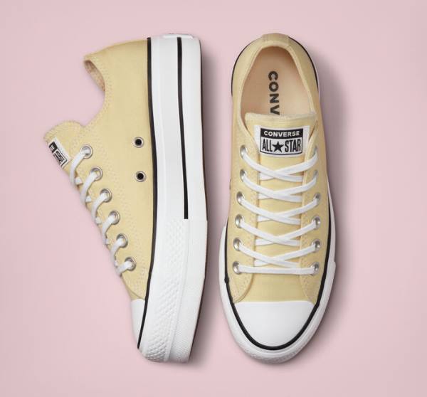 Converse Chuck Taylor All Star Lift Platform Seasonal Color Low Tops Shoes Lemon / Black / White | CV-429BMF