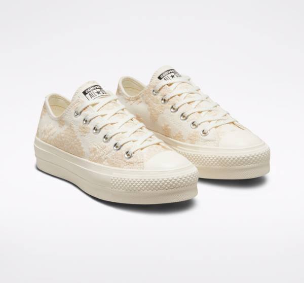 Converse Chuck Taylor All Star Lift Platform Tonal Embroidery Low Tops Shoes White | CV-531ZIY