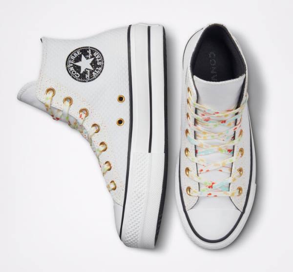 Converse Chuck Taylor All Star Lift Platform Splatter High Tops Shoes White / White | CV-648YWZ