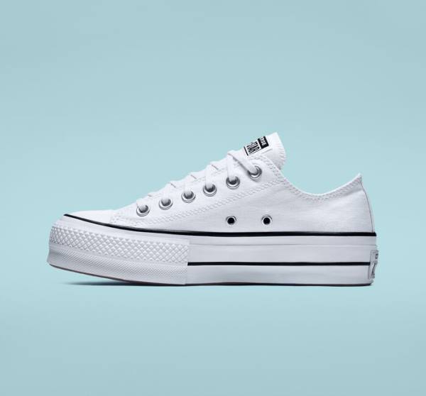 Converse Chuck Taylor All Star Lift Platform Canvas Low Tops Shoes White / Black / White | CV-832VSD