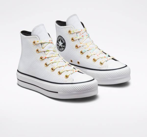 Converse Chuck Taylor All Star Lift Platform Splatter High Tops Shoes White / White | CV-918DEG