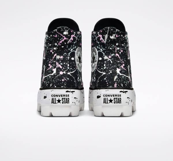 Converse Chuck Taylor All Star Lugged Paint Splatter High Tops Shoes Black / Grey / Pink | CV-310DKY