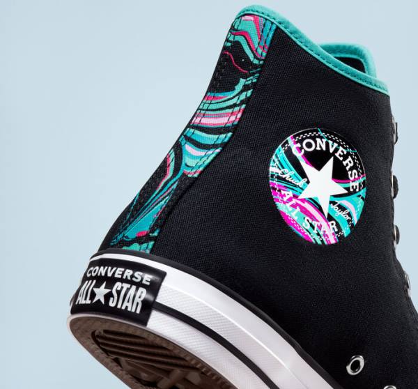 Converse Chuck Taylor All Star Marbled High Tops Shoes Black / Multicolor / White | CV-726LYK