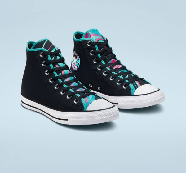 Converse Chuck Taylor All Star Marbled High Tops Shoes Black / Multicolor / White | CV-726LYK