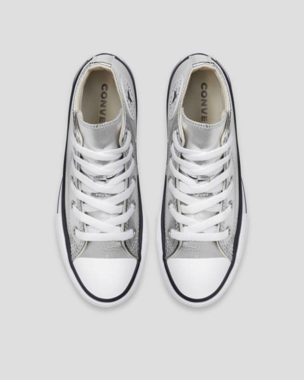 Converse Chuck Taylor All Star Metallic High Tops Shoes Silver | CV-013ISL