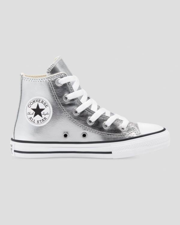 Converse Chuck Taylor All Star Metallic High Tops Shoes Silver | CV-013ISL