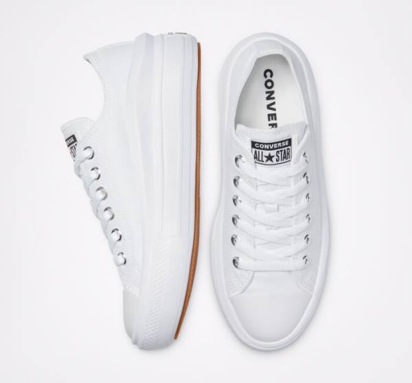 Converse Chuck Taylor All Star Move Platform Low Tops Shoes White / White / White | CV-480OUC