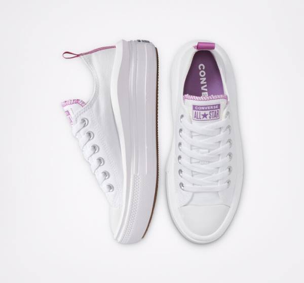 Converse Chuck Taylor All Star Move Platform Low Tops Shoes White / Purple / White | CV-547VRM