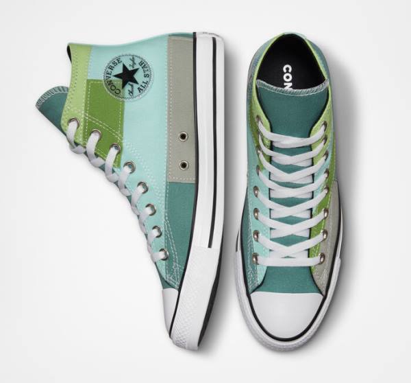 Converse Chuck Taylor All Star Patchwork High Tops Shoes Light Green / Light | CV-087ZIU