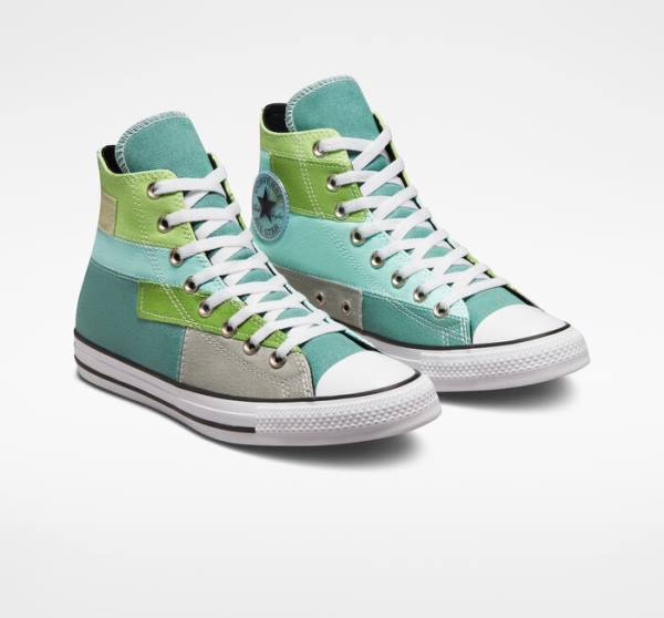 Converse Chuck Taylor All Star Patchwork High Tops Shoes Light Green / Light | CV-087ZIU