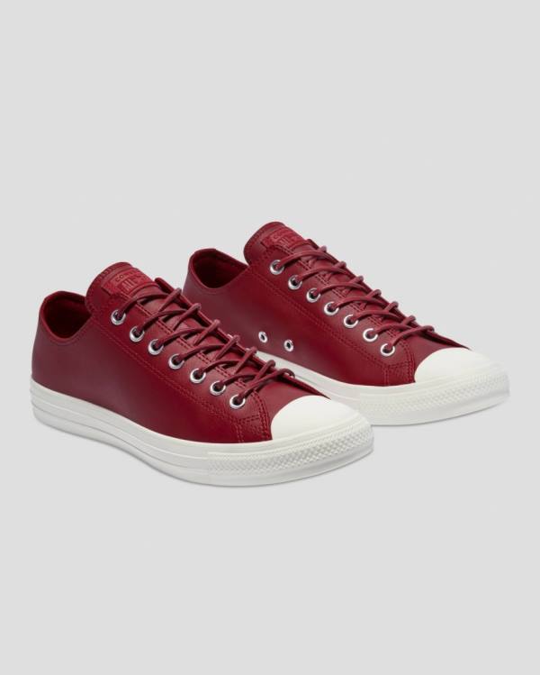 Converse Chuck Taylor All Star Seasonal Leather Low Tops Shoes Burgundy | CV-672KPM